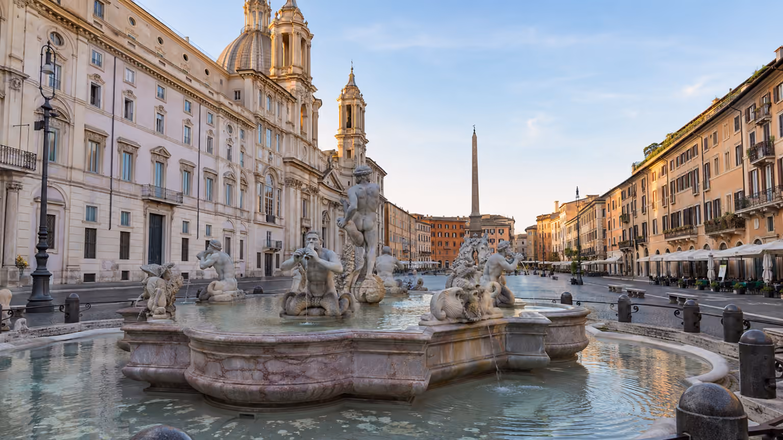 Piazza Navona Rome Italy with its Baroque street proportions and fountain setting